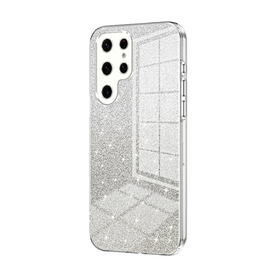 For Samsung Galaxy S22 Ultra 5G Gradient Glitter Powder Electroplated Phone Case(Transparent)