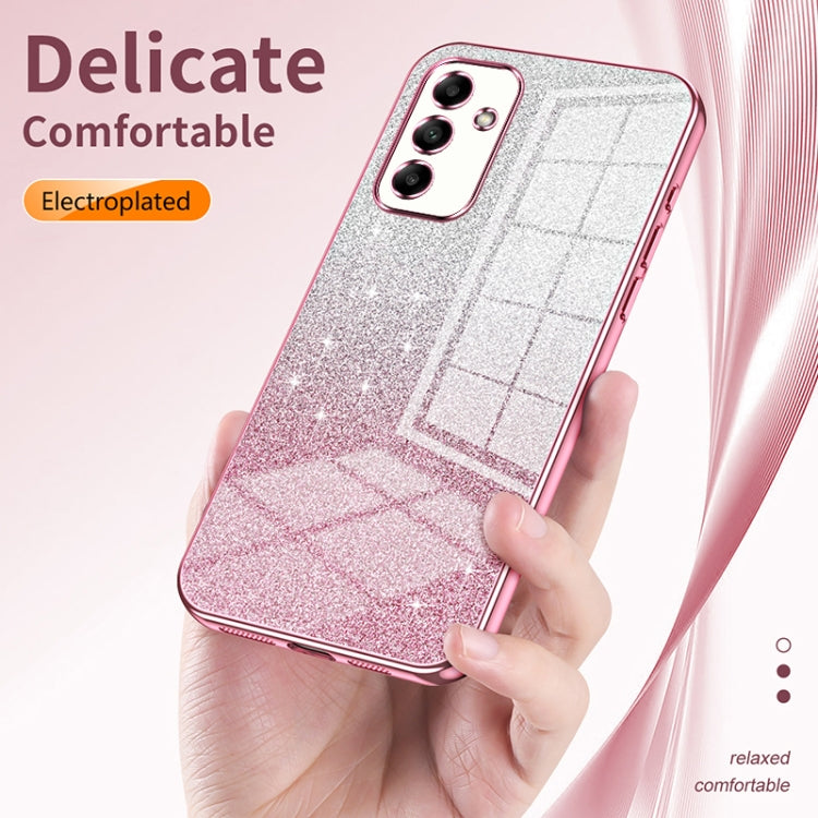 For Samsung Galaxy S23 Ultra 5G Gradient Glitter Powder Electroplated Phone Case(Transparent) by buy2fix