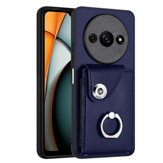 For Xiaomi Redmi A3 4G Organ Card Bag Ring Holder PU Phone Case(Blue) - Xiaomi Cases by buy2fix | Online Shopping UK | buy2fix
