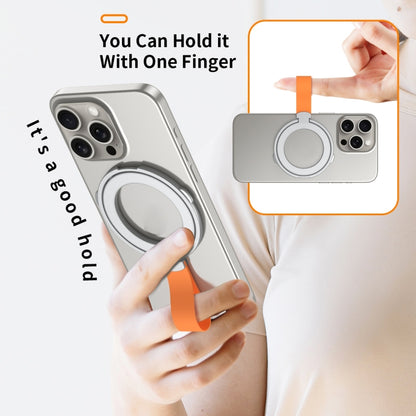 MagSafe Magnetic Pivot Stand Phone Ring Holder(Silver + Orange) - Ring Holder by buy2fix | Online Shopping UK | buy2fix