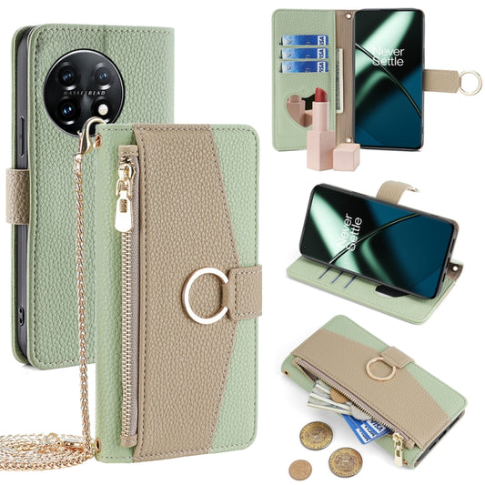 For OnePlus 11 Crossbody Litchi Texture Leather Phone Case(Green) by buy2fix