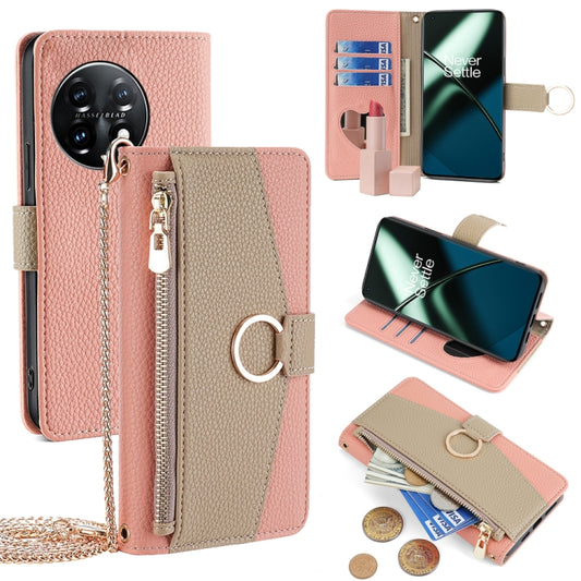 For OnePlus 11 Crossbody Litchi Texture Leather Phone Case(Pink) by buy2fix