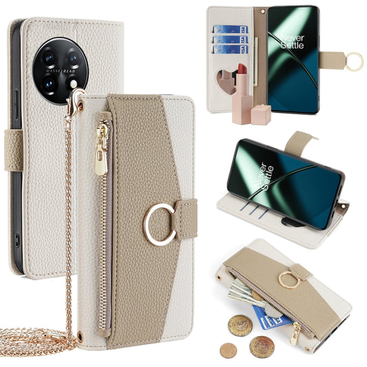 For OnePlus 11 Crossbody Litchi Texture Leather Phone Case(White) by buy2fix