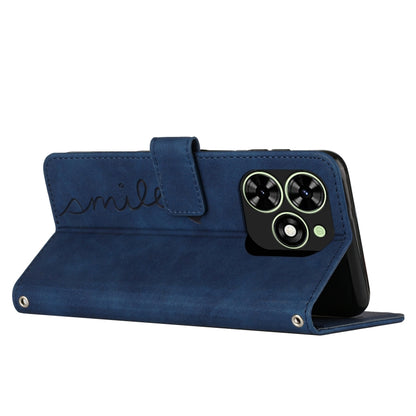 For Tecno Spark Go 2024 / POP 8 Skin Feel Heart Embossed Leather Phone Case with Long Lanyard(Blue) by buy2fix