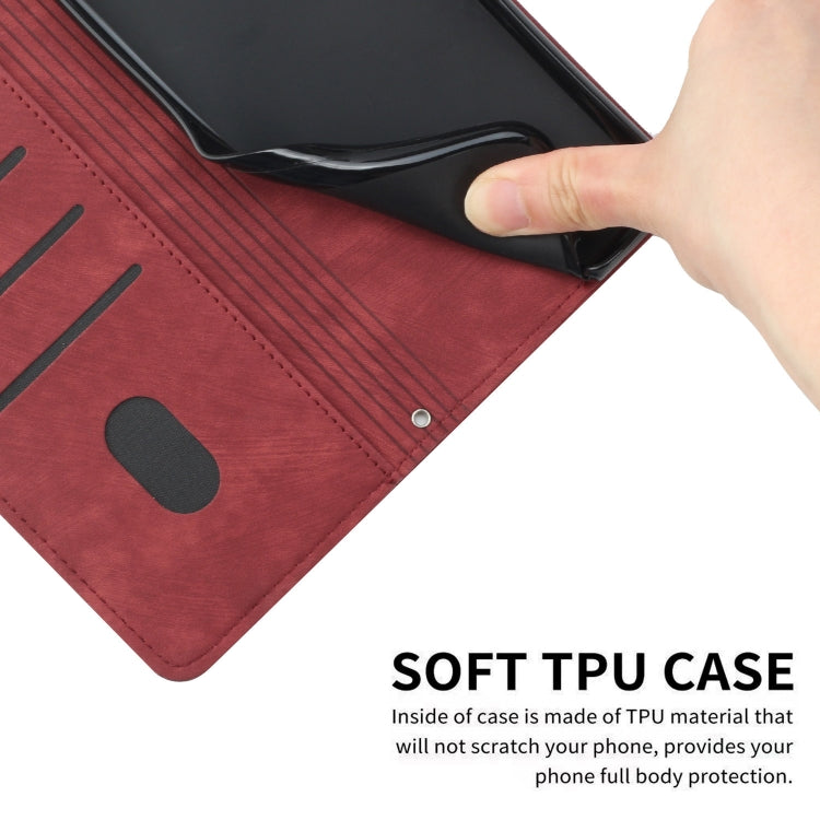 For Tecno Spark Go 2024 / POP 8 Skin Feel Stripe Pattern Leather Phone Case with Lanyard(Red) by buy2fix
