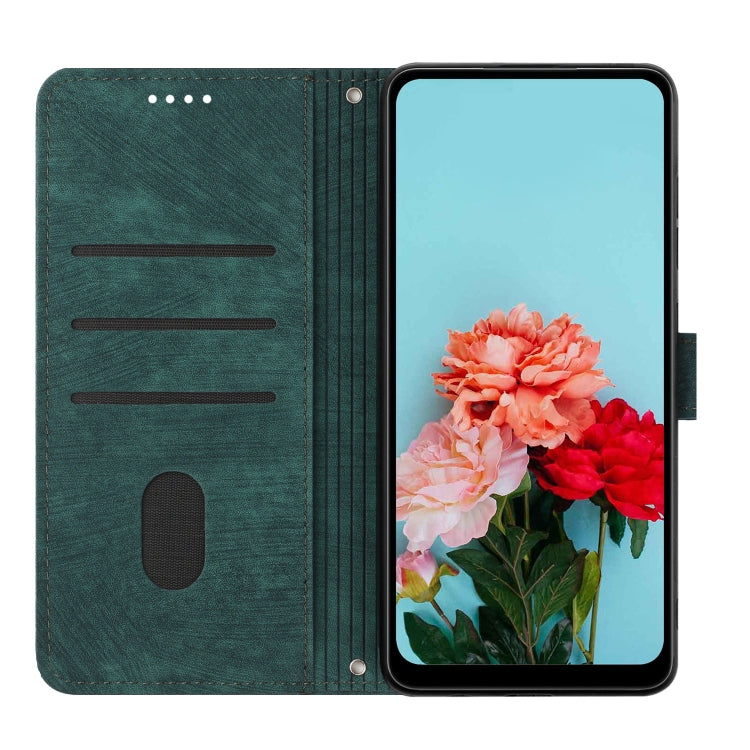 For Tecno Spark Go 2024 / POP 8 Skin Feel Stripe Pattern Leather Phone Case with Lanyard(Green) by buy2fix