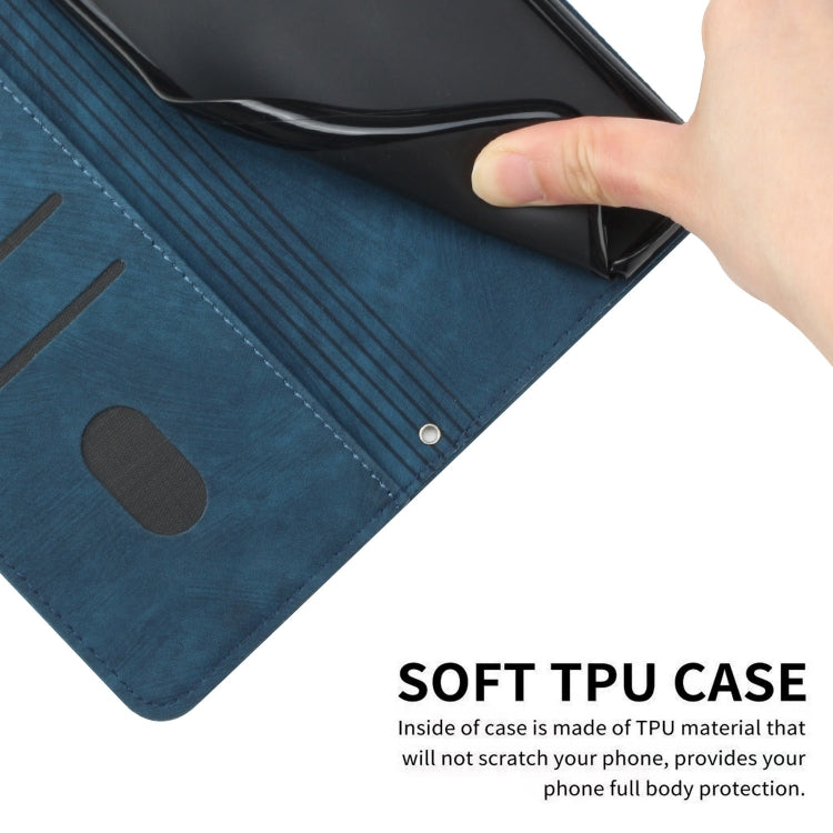 For Tecno Spark Go 2024 / POP 8 Skin Feel Stripe Pattern Leather Phone Case with Lanyard(Blue) by buy2fix