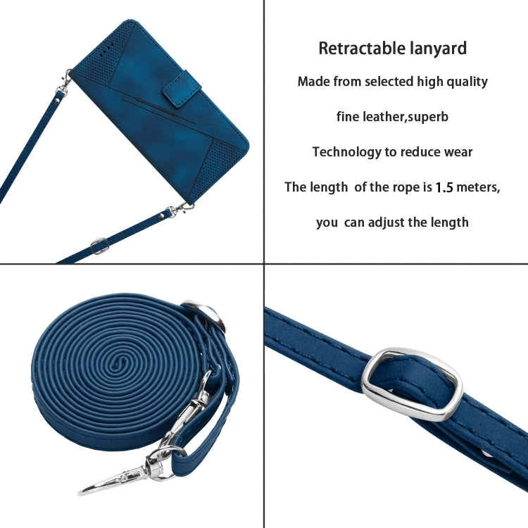 For Tecno Spark Go 2024 / POP 8 Dream Triangle Leather Phone Case with Long Lanyard(Blue) by buy2fix