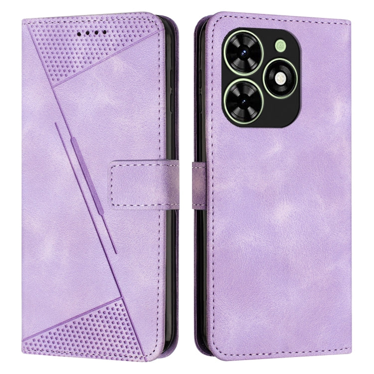 For Tecno Spark Go 2024 / POP 8 Dream Triangle Leather Phone Case with Long Lanyard(Purple) by buy2fix