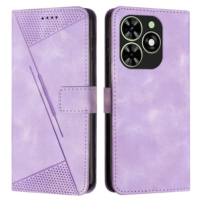 For Tecno Spark Go 2024 / POP 8 Dream Triangle Leather Phone Case with Long Lanyard(Purple) by buy2fix
