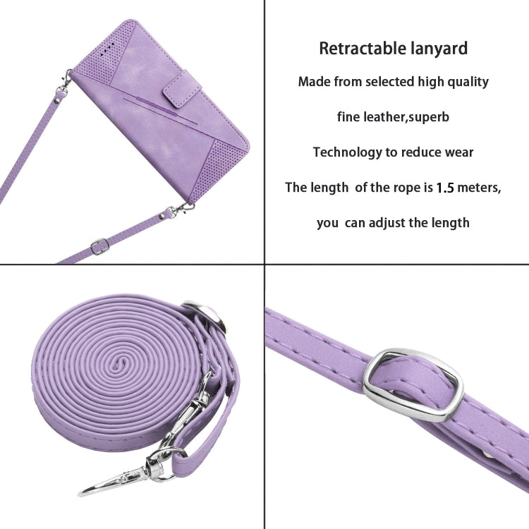 For Tecno Spark Go 2024 / POP 8 Dream Triangle Leather Phone Case with Long Lanyard(Purple) by buy2fix