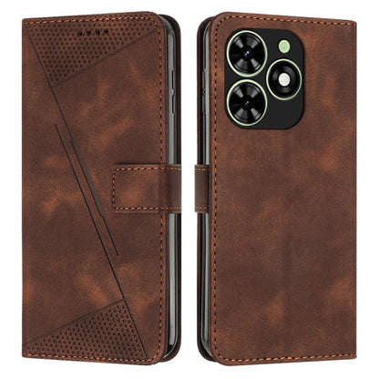 For Tecno Spark Go 2024 / POP 8 Dream Triangle Leather Phone Case with Long Lanyard(Brown) by buy2fix