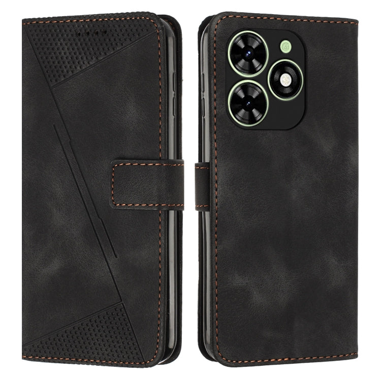 For Tecno Spark Go 2024 / POP 8 Dream Triangle Leather Phone Case with Long Lanyard(Black) by buy2fix
