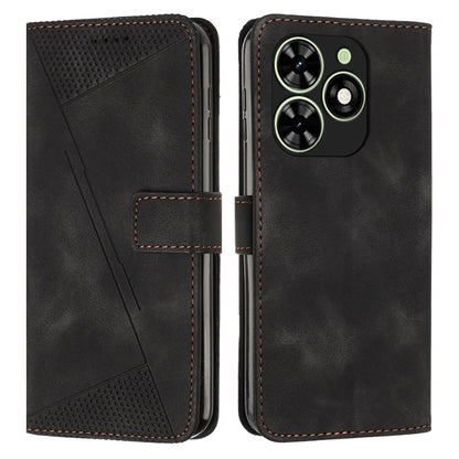 For Tecno Spark Go 2024 / POP 8 Dream Triangle Leather Phone Case with Long Lanyard(Black) by buy2fix