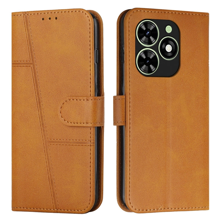For Tecno Spark Go 2024 / POP 8 Stitching Calf Texture Buckle Leather Phone Case(Yellow) by buy2fix