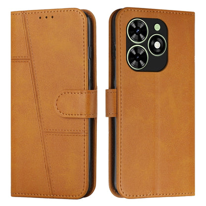 For Tecno Spark Go 2024 / POP 8 Stitching Calf Texture Buckle Leather Phone Case(Yellow) by buy2fix