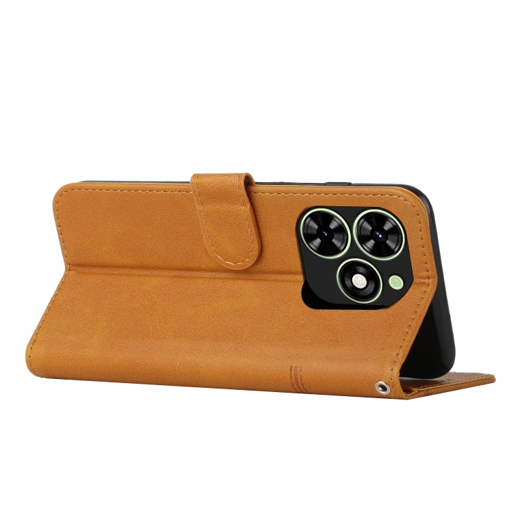 For Tecno Spark Go 2024 / POP 8 Stitching Calf Texture Buckle Leather Phone Case(Yellow) by buy2fix