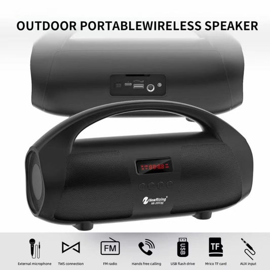 NewRixing NR2055 Wireless Portable TWS Bluetooth Speaker with Microphone(Black) by NewRixing