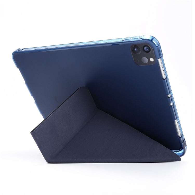 For iPad Pro 11 (2020/2018) / Air 2020 10.9 Multi-folding Horizontal Flip PU Leather + Shockproof TPU Tablet Case with Holder & Pen Slot(Dark Blue) - iPad Pro 11 (2020) Cases by buy2fix | Online Shopping UK | buy2fix