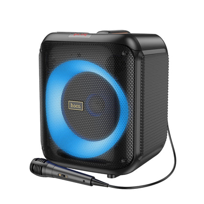 hoco HA1 Graceful TWS RGB Bluetooth 5.1 Speaker Support TF Card / AUX, with Wired Microphone(Black) - Desktop Speaker by hoco | Online Shopping UK | buy2fix