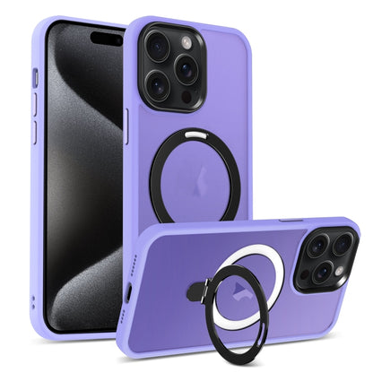 For iPhone 15 Pro MagSafe Holder Skin-feel PC Hybrid TPU Phone Case(Purple) - iPhone 15 Pro Cases by buy2fix | Online Shopping UK | buy2fix