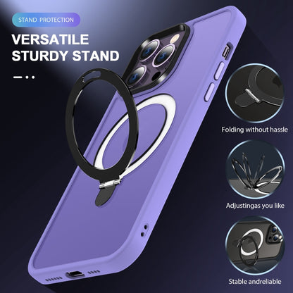 For iPhone 14 Pro Max Skin-feel MagSafe Holder PC Hybrid TPU Phone Case(Purple) by buy2fix