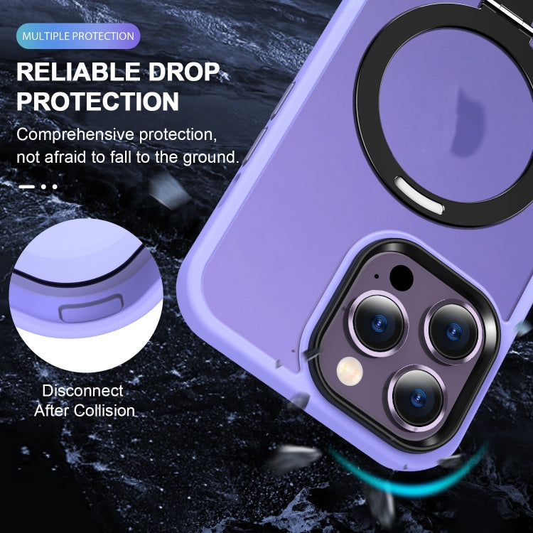 For iPhone 14 Pro Max Skin-feel MagSafe Holder PC Hybrid TPU Phone Case(Purple) by buy2fix
