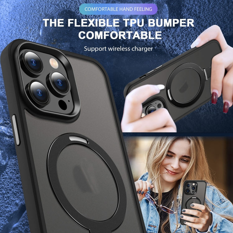 For iPhone 13 Pro Skin-feel MagSafe Holder PC Hybrid TPU Phone Case(Black) - iPhone 13 Pro Cases by buy2fix | Online Shopping UK | buy2fix