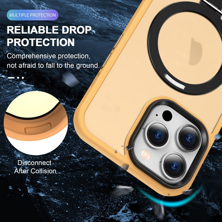 For iPhone 13 Skin-feel MagSafe Holder PC Hybrid TPU Phone Case(Orange) by buy2fix