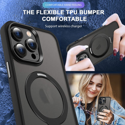 For iPhone 12 Pro Skin-feel MagSafe Holder PC Hybrid TPU Phone Case(Black) - iPhone 12 / 12 Pro Cases by buy2fix | Online Shopping UK | buy2fix