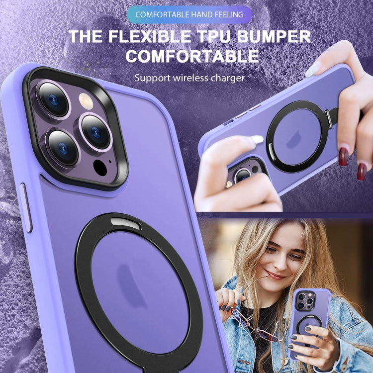 For iPhone 12 Pro MagSafe Holder Skin-feel PC Hybrid TPU Phone Case(Purple) - iPhone 12 / 12 Pro Cases by buy2fix | Online Shopping UK | buy2fix