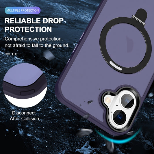 For iPhone 16 Plus Skin-feel MagSafe Holder PC Hybrid TPU Phone Case(Dark Purple) by buy2fix