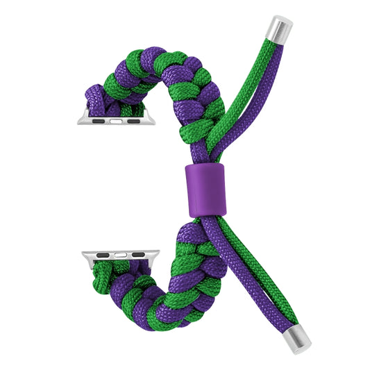 For Apple Watch Ultra 2 49mm Paracord Fishtail Braided Silicone Bead Watch Band(Dark Purple Green) by buy2fix