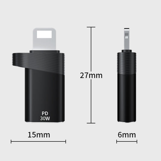 ADS-616A PD 30W 8 Pin Male to USB-C/Type-C Female Adapter(Black) by buy2fix