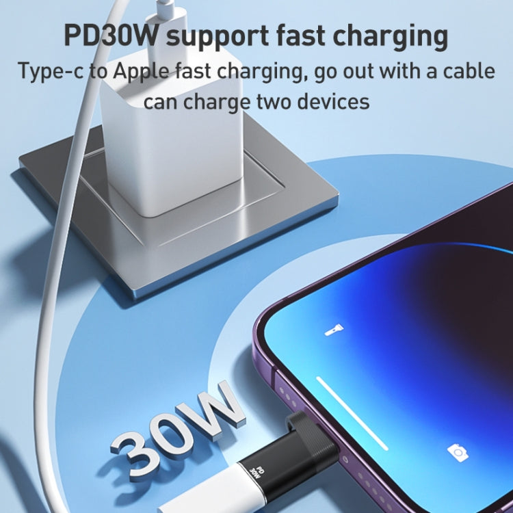 ADS-616A PD 30W 8 Pin Male to USB-C/Type-C Female Adapter(Black) - Converter & Adapter by buy2fix | Online Shopping UK | buy2fix