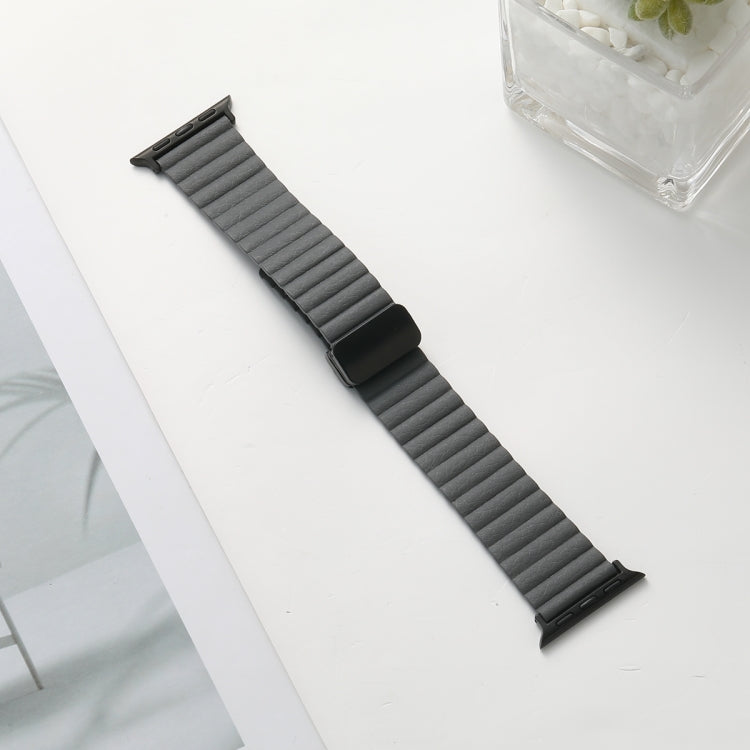 For Apple Watch Series 8 45mm Water Ripple Magnetic Folding Buckle Watch Band, Style: Bold Version(Grey) by buy2fix