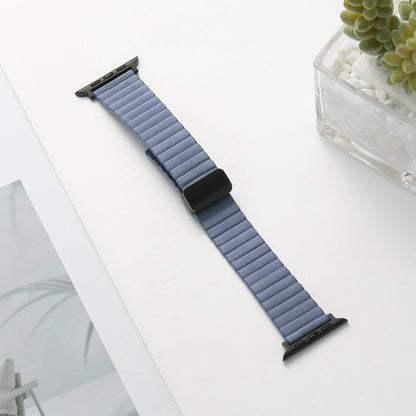 For Apple Watch SE 2022 44mm Water Ripple Magnetic Folding Buckle Watch Band, Style: Bold Version(Light Blue) - Watch Bands by buy2fix | Online Shopping UK | buy2fix