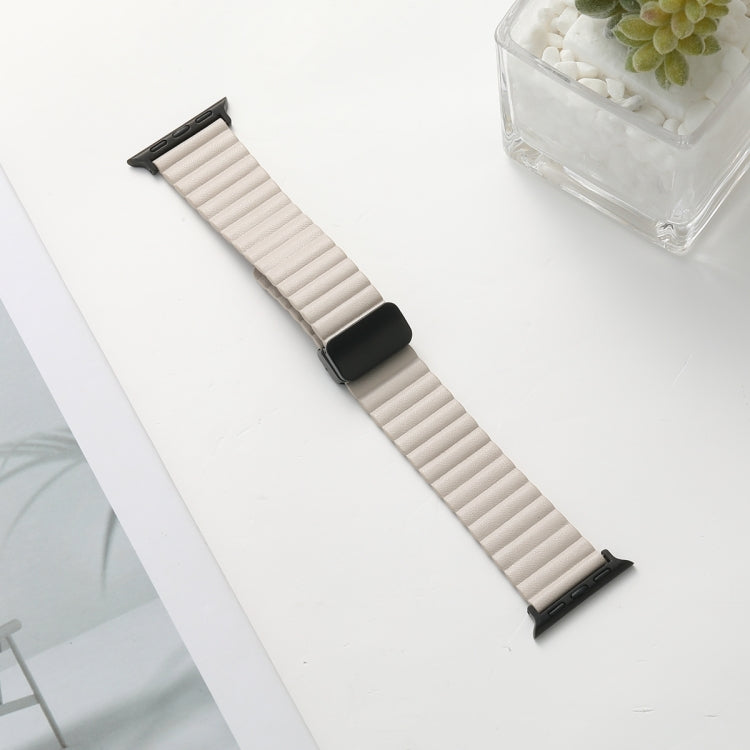 For Apple Watch Series 7 41mm Water Ripple Magnetic Folding Buckle Watch Band, Style: Bold Version(Starlight Color) - Watch Bands by buy2fix | Online Shopping UK | buy2fix