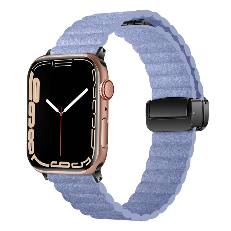 For Apple Watch Series 6 44mm Water Ripple Magnetic Folding Buckle Watch Band, Style: Bold Version(Light Blue) by buy2fix