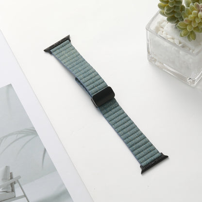For Apple Watch Series 3 38mm Water Ripple Magnetic Folding Buckle Watch Band, Style: Bold Version(Denim Blue) by buy2fix