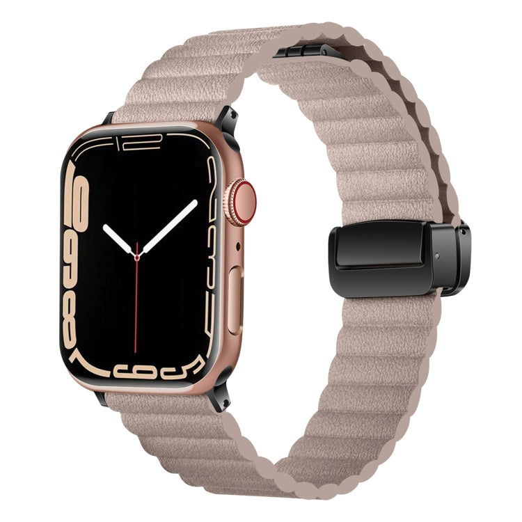 For Apple Watch Series 2 38mm Water Ripple Magnetic Folding Buckle Watch Band, Style: Bold Version(Khaki) by buy2fix