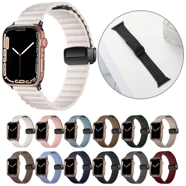 For Apple Watch Series 3 42mm Water Ripple Magnetic Folding Buckle Watch Band, Style: Bold Version(Wine Red) by buy2fix