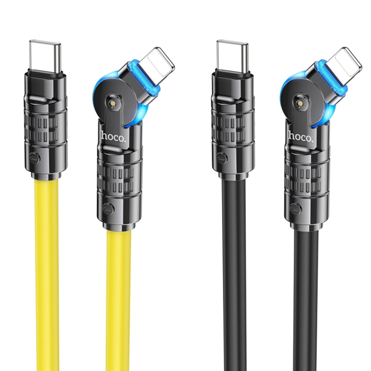 hoco U118 Kaidi PD 27W USB-C/Type-C to 8 Pin Rotating Charging Data Cable, Length: 1.2m(Yellow) - 2 in 1 Cable by hoco | Online Shopping UK | buy2fix