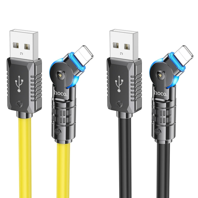 hoco U118 Kaidi 2.4A USB to 8 Pin Rotating Charging Data Cable, Length: 1.2m(Yellow) - Normal Style Cable by hoco | Online Shopping UK | buy2fix