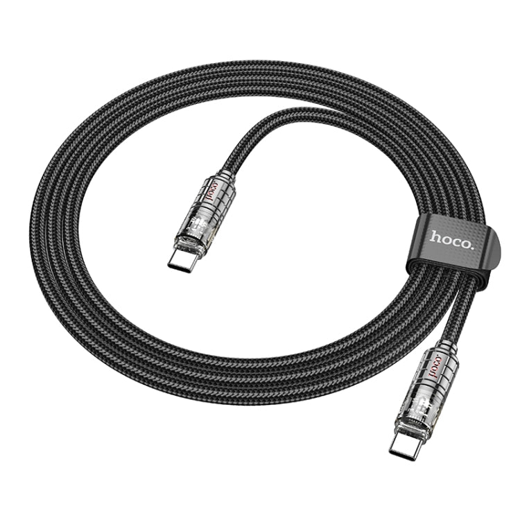 hoco U122 1.2m 60W USB-C / Type-C to Type-C Lantern Transparent Discovery Edition Charging Data Cable(Black) - USB-C & Type-C Cable by hoco | Online Shopping UK | buy2fix