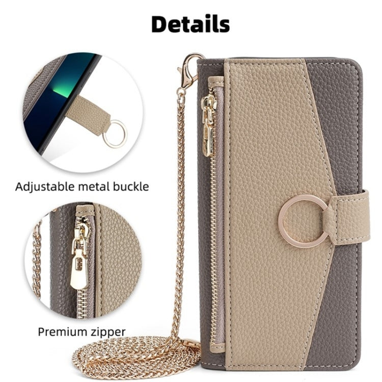 For iPhone 14 Pro Max Crossbody Litchi Texture Leather Phone Case(Grey) - iPhone 14 Pro Max Cases by buy2fix | Online Shopping UK | buy2fix