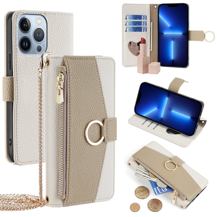 For iPhone 13 Pro Crossbody Litchi Texture Leather Phone Case(White) - iPhone 13 Pro Cases by buy2fix | Online Shopping UK | buy2fix