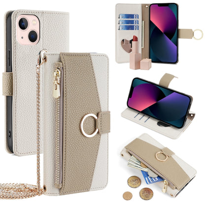 For iPhone 13 Crossbody Litchi Texture Leather Phone Case(White) - iPhone 13 Cases by buy2fix | Online Shopping UK | buy2fix