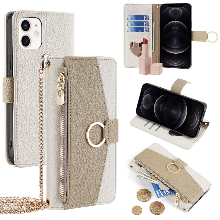 For iPhone 12 / 12 Pro Crossbody Litchi Texture Leather Phone Case(White) - iPhone 12 / 12 Pro Cases by buy2fix | Online Shopping UK | buy2fix
