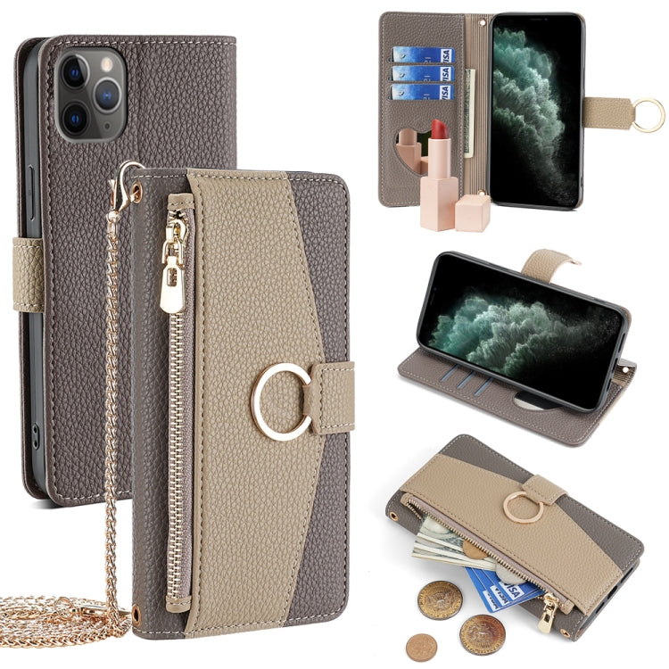 For iPhone 11 Pro Crossbody Litchi Texture Leather Phone Case(Grey) - iPhone 11 Pro Cases by buy2fix | Online Shopping UK | buy2fix